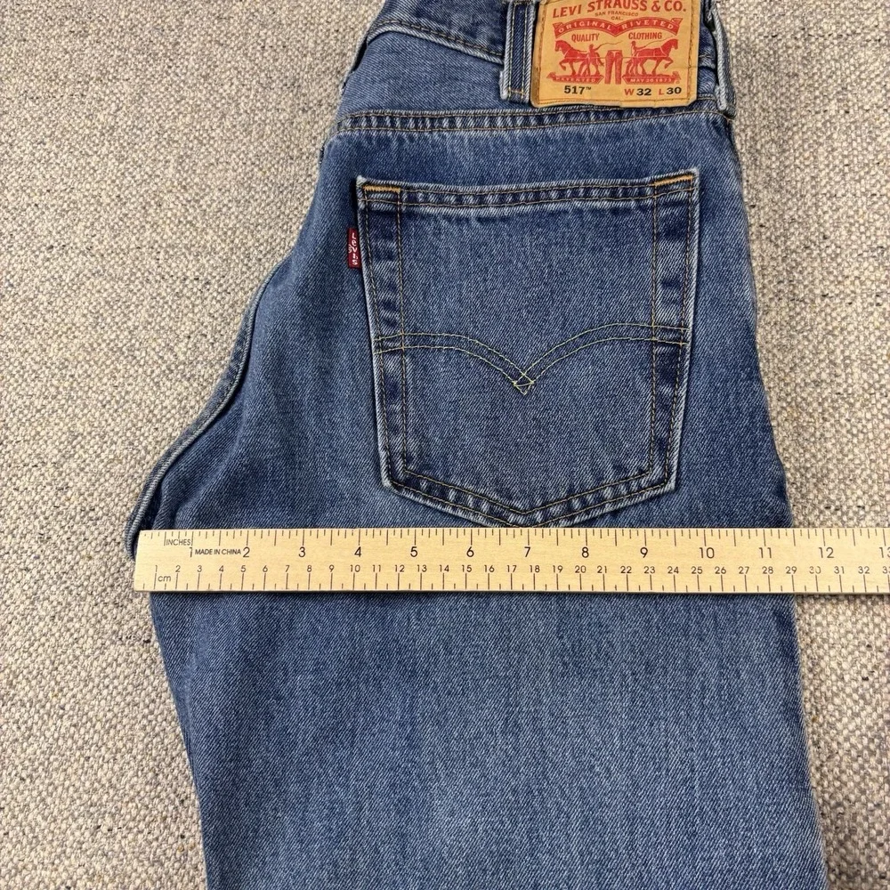 Levi's 517 Men's Slim Bootcut Jeans Blue Denim Orange/Red Tab 32x30